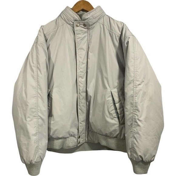 Vintage Members Only Grey Down Men Puffer Jacket Plaid Lined Coat Size 52 - Picture 1 of 12